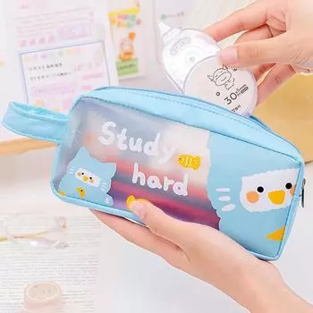 Пенал Прозрачный пенал Trousses Scolaires Школьные принадлежности Карандашница с рисунком Cartucheras Escolares Пеналы жёлтый