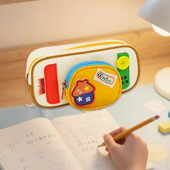 Пенал Рисование Большой Школьные Принадлежности Молния Сумка для Карандашей Макияж Косметика Канцелярский Мешочек для жёлтый