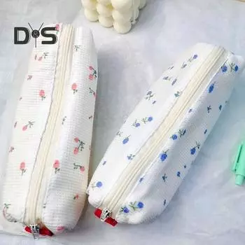 Пенал с цветочным принтом, застежка-молния, держатель для карандашей, большая вместимость, органайзер для канцелярских принадлежностей, учебные принадлежности для студентов C