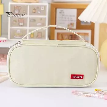 Пенал с двойной молнией, большой емкости, ручка из ткани Оксфорд, много отделений, сумка для карандашей, школьные принадлежности для офиса и творчества синий