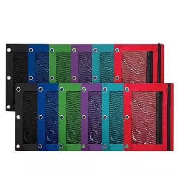 Пенал с двойной молнией, прозрачная сетчатая папка-конверт, двойной пенал, прозрачная сетка One Size белый