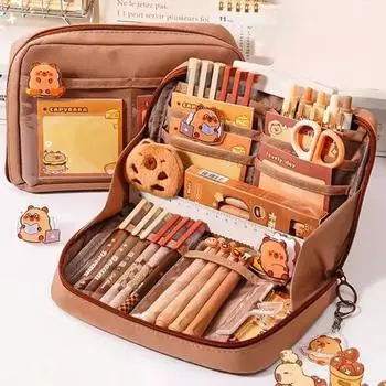 Пенал с несколькими отделениями, большим отверстием, застежкой-молнией, системой хранения, сумка для канцелярских принадлежностей A