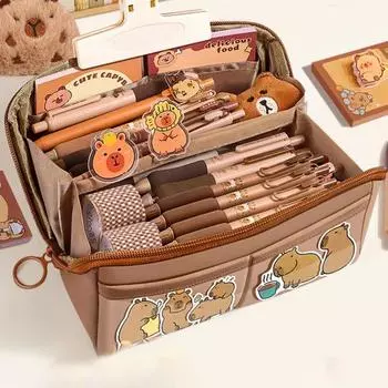 Пенал с несколькими отделениями, большим отверстием, застежкой-молнией, системой хранения A