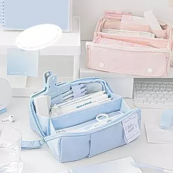 Пенал с призмой, сумка для ручек кремового цвета, большая вместимость, мягкий карманный чехол для хранения канцелярских принадлежностей