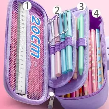 Пенал с сетчатым карманом, аккуратный, не грязный, прочный, милый, космический динозавр, шариковая ручка, канцелярские принадлежности для ежедневного использования F