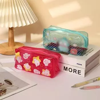 Пенал Ugly Fish Hangyodon, большая вместимость, сумка для ручек из ПВХ, симпатичная квадратная сумка для хранения, коробка для канцелярских принадлежностей красный
