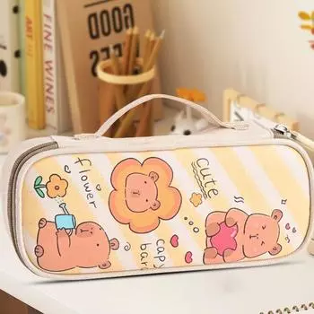 Пеналы Capibara Pencil Bag Холщовый мультяшный чехол для ручки Забавный Capybara Канцелярская сумка для школы Style 12