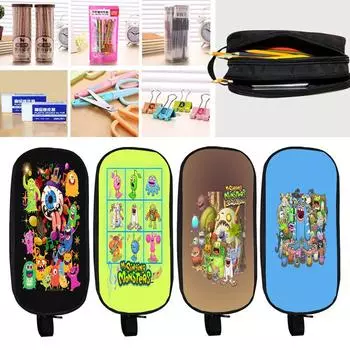 Пеналы с изображением моих поющих монстров, мягкая игра ужасов, каваи, двухслойная сумка для карандашей, чехол для ручек, школьные принадлежности, канцелярские принадлежности 1