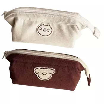 Pencil Bag Cute Cartoon Animal Style Smoothing Canvas Large Capacity Large Pencil Case for Sc Kitten