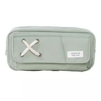 Pencil case, pen case, Korean stationery, large capacity, simple, junior high school students, high school students, girls, multiple storage, green
