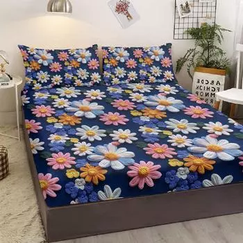 Pencil Daisy 3-Piece Bedding Set With 2 Pillowcases, Suitable For Living Room And Bedroom (Fresh Flowers, Traditional Festivals) 99cmx199cm