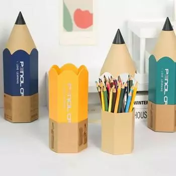 Pencil Shape Pencil Holder Large Capacity Pencil Case Cartoon Pen Case Stationery красный