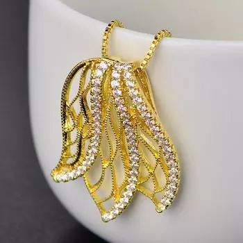 Pendan & Kalung Daun Emas 18K Trendi untuk Wanita Grosir Hadiah Pesta Pernikahan Mewah WHITE