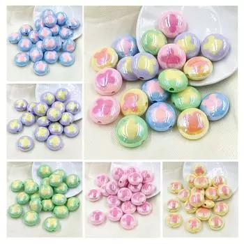 Pendant 5pcs Loose Beads Necklace Bracelet Jewelry Making UV DIY Hairpin Plated Color Two-color Handmade Material Rabbit Oblate зелёный