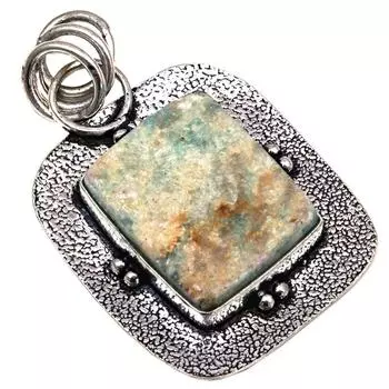Pendant Amazonite Drusy Gemstone Mother Day Gift Silver Jewelry 1.75