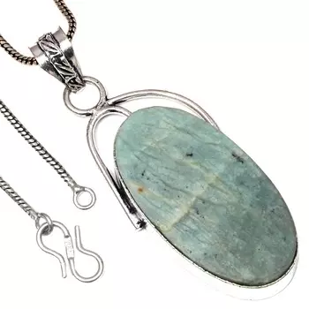 Pendant Amazonite Gemstone Valentine Day Ethnic Silver Jewelry 2.75