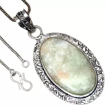 Pendant Amazonite Gemstone Valentine Day Ethnic Silver Jewelry 2.25