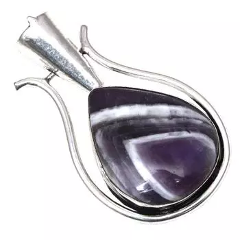 Pendant Amethyst Lace Agate Gemstone Handmade Antique Silver Jewelry 2