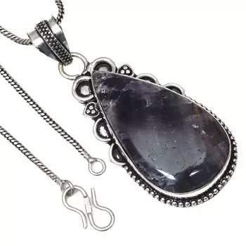 Pendant Amethyst Lace Agate Gemstone Valentine Day Gift Silver Jewelry 2.25