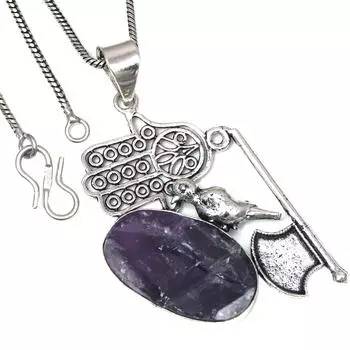 Pendant Amethyst Lace Drusy Gemstone Valentine Day Gift Silver Jewelry 2.25
