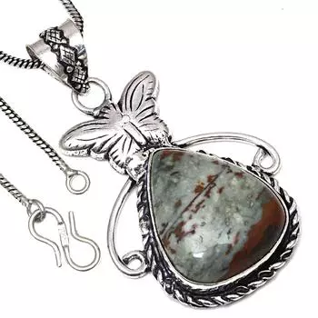 Pendant Amrican Jasper Gemstone Handmade Gift For Her Silver Jewelry 2