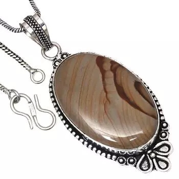 Pendant Amrican Jasper Gemstone Valentine Day Gift Silver Jewelry 2.5