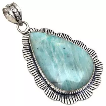 Pendant Amzonite Gemstone Handmade Mother Day Gift Silver Jewelry 2