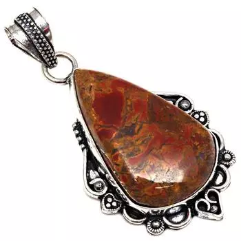 Pendant Bird Eye Jasper Gemstone Gift For Her Silver Jewelry 2