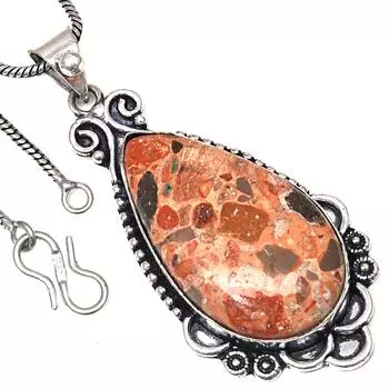 Pendant Bird Eye Jasper Gemstone Handmade Antique Silver Jewelry 2.25