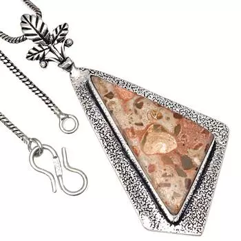 Pendant Bird Eye Jasper Gemstone Handmade Antique Silver Jewelry 2.75