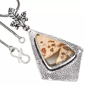 Pendant Bird Eye Jasper Gemstone Handmade Antique Silver Jewelry 2.25