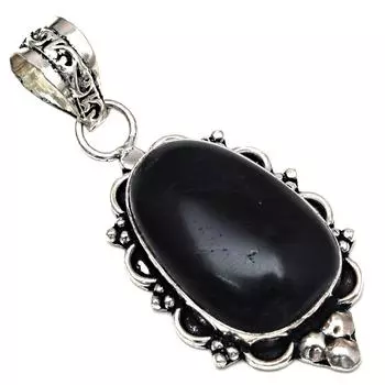 Pendant Black Obsedian Gemstone Handmade Mother Day Silver Jewelry 2