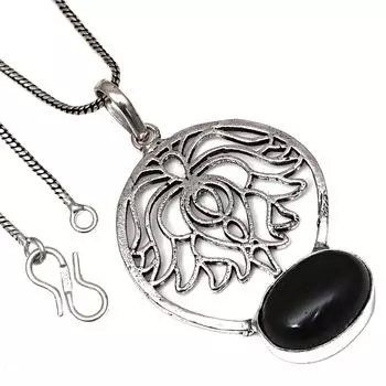 Pendant Black Spinal Gemstone Handicraft Valentine Day Gift Silver Jewelry 2