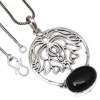 Pendant Black Spinal Gemstone Handicraft Valentine Day Silver Jewelry 2.25