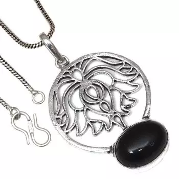 Pendant Black Spinal Gemstone Handicraft Valentine Day Gift Silver Jewelry 2
