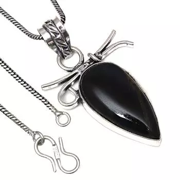 Pendant Black Tiger s Eye Gemstone Valentine Day Gifted Silver Jewelry 2.75
