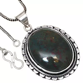 Pendant Blood Stone Gemstone Valentine Day Ethnic Silver Jewelry 2