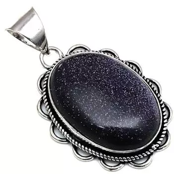 Pendant Blue Sunsitara Gemstone Gift For Her Silver Jewelry 1.5