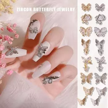 Pendant Butterfly Nail Jewelry Nail Art Rhinestone 3D Nail Art Decoration Manicure Accessories 5