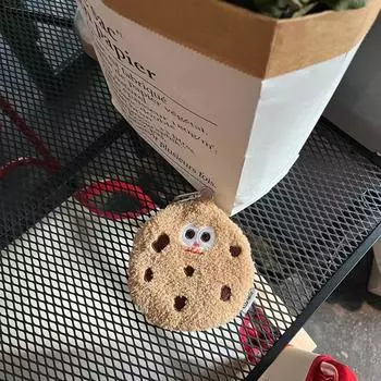 Pendant Cartoon Cloth Lanyard Cookies Coin Purse Headset Storage Bag Plush Small Wallet Cute Bag C