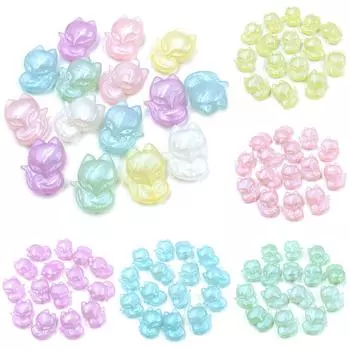 Pendant Charms Pearlescent 20*25mm Vertical Hole Animal for Bracelet Necklace Making 5Pcs Foxes Beads DIY Jewelry Accessories Fashion Accessories розовый