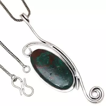 Pendant Chrosocolla Gemstone Valentine Day Ethnic Silver Jewelry 2.25