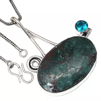 Pendant Chrysocolla Swiss Blue Gemstone Valentine Day Gift Silver Jewelry 2
