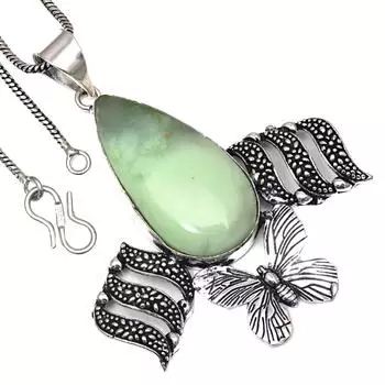 Pendant Chrysoprase Gemstone Handmade Gift For Her Silver Jewelry 2.5