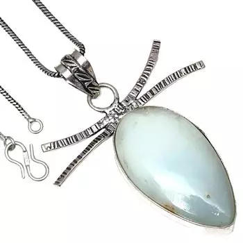 Pendant Chrysoprase Gemstone Valentine Day Ethnic Silver Jewelry 2.75