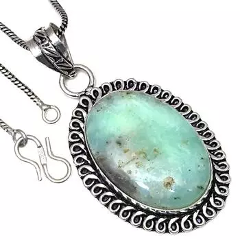 Подвеска с драгоценным камнем хризопраз подарок на день святого валентина серебряное ювелирное изделие 2