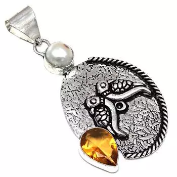Pendant Citrine Quartz Gemstone Handmade Gift For Her Silver Jewelry 2.5