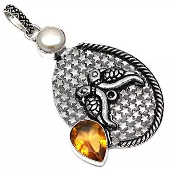 Pendant Citrine Quartz Gemstone Handmade Gift For Her Silver Jewelry 2.5