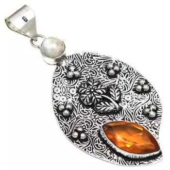 Pendant Citrine Quartz Gemstone Mother Day Gift Silver Jewelry 2.75