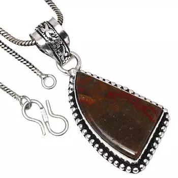 Pendant Crazy Lace Agate Gemstone Handmade Antique Silver Jewelry 1.75